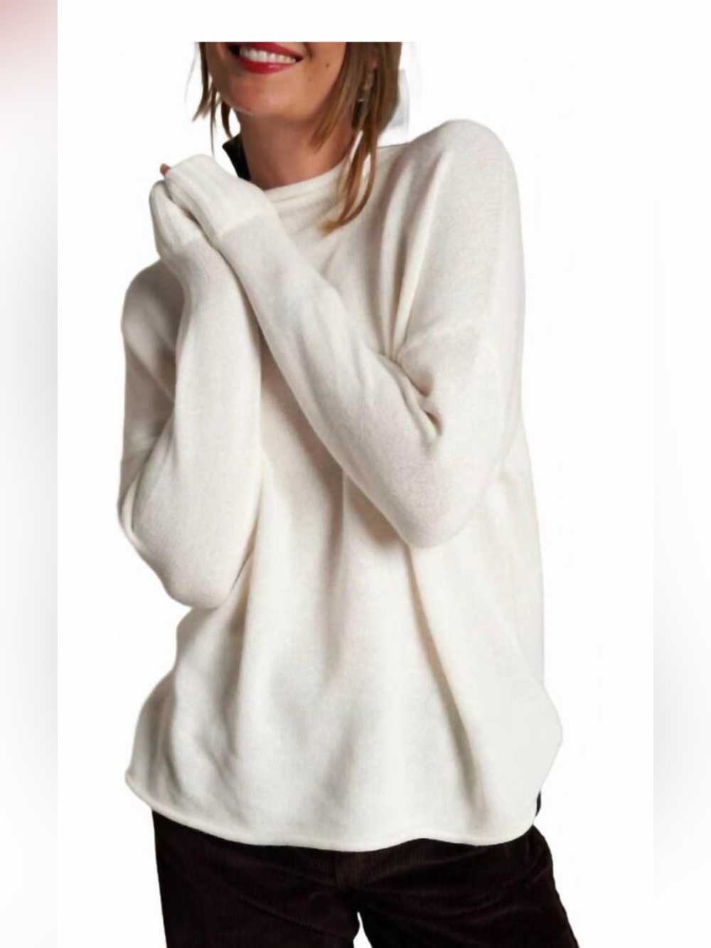 perfectwhitetee nova cotton cashmere mock neck sweater / roll neck